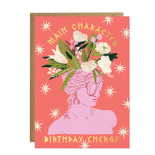 Load image into Gallery viewer, Main Character Birthday Card | Pink Floral Greek Sculpture
