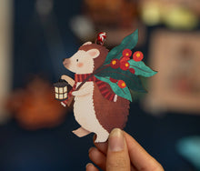 Load image into Gallery viewer, HEDGEHOG WITH LANTERN CHRISTMAS DECORATION
