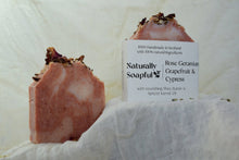 Load image into Gallery viewer, Rose Geranium, Grapefruit &amp; Cypress Handmade Soap Bar
