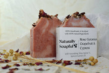 Load image into Gallery viewer, Rose Geranium, Grapefruit &amp; Cypress Handmade Soap Bar
