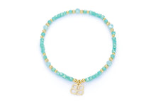 Load image into Gallery viewer, Seraphina Aqua &amp; Gold Stretch Bead Bracelet
