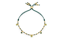Load image into Gallery viewer, Rania Green &amp; Gold Beaded Charm Bracelet
