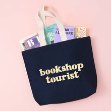 Load image into Gallery viewer, Bookshop Tourist - Midnight Blue Tote Bag
