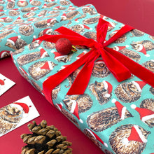 Load image into Gallery viewer, Christmas Hedgehogs wrapping paper Sheets: 500mm x 700mm flat sheets
