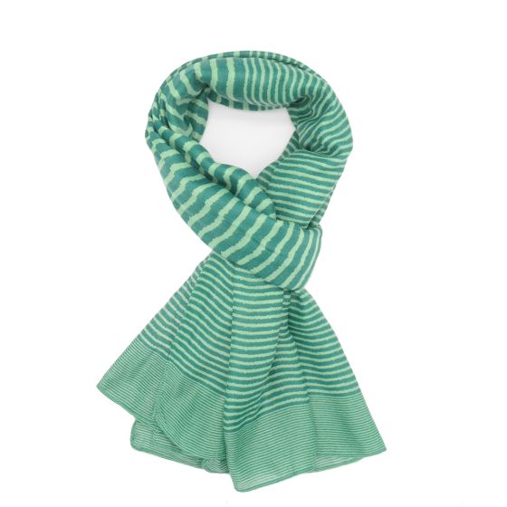 Cross Stripes Lightweight Scarf Two Tone Green
