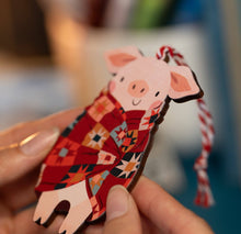 Load image into Gallery viewer, BURGUNDY PIG IN BLANKET DECORATION
