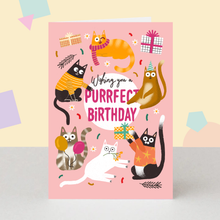 Load image into Gallery viewer, Birthday Card - Funny Purrfect Cats Greeting Card
