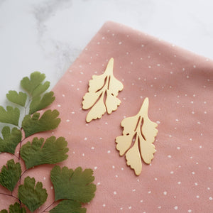 Maidenhair Fern Gold Stud Earrings