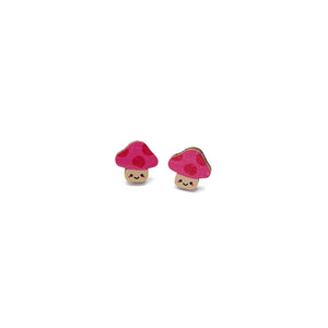 Mushroom Studs - wooden earrings