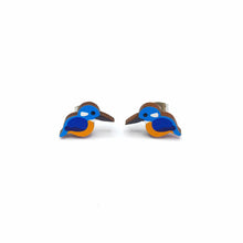 Load image into Gallery viewer, Kingfisher Studs - wooden earrings
