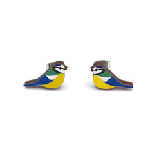 Load image into Gallery viewer, Blue Tit Studs - wooden earrings

