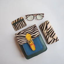 Load image into Gallery viewer, Gertrude Green Blue Zebra Upcycled Leather Handbag
