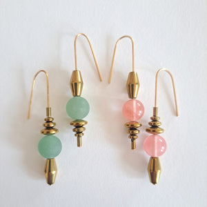 Consta - Pink or green aventurine and hematite earrings