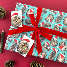 Load image into Gallery viewer, Christmas Hedgehogs wrapping paper Sheets: 500mm x 700mm flat sheets
