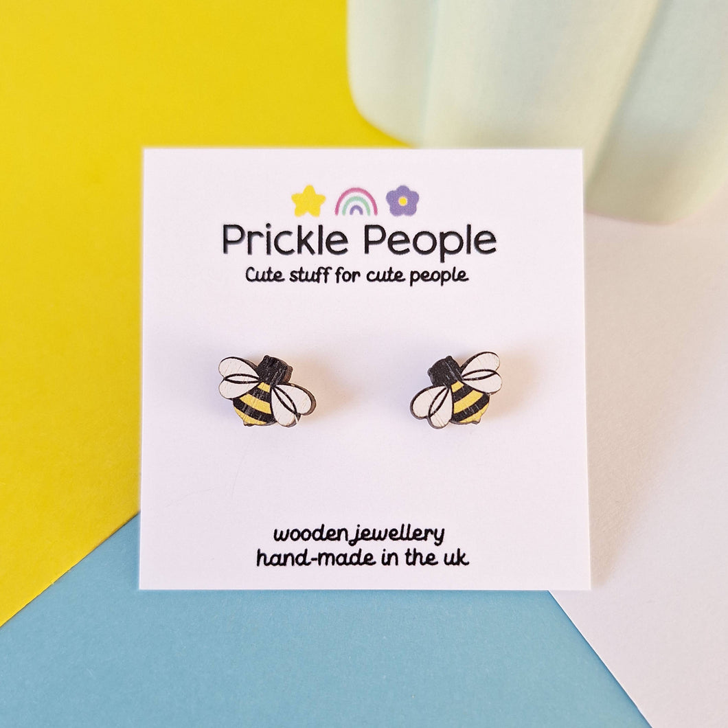 Bee Studs - wooden earrings