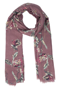 Vaeda Grey Floral Lightweight Scarf