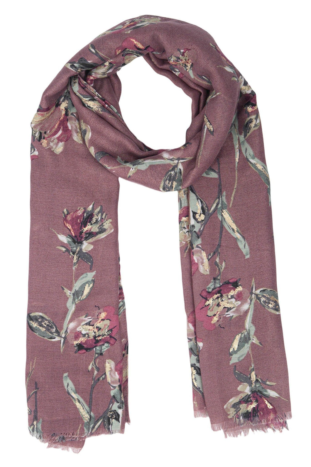 Vaeda Grey Floral Lightweight Scarf