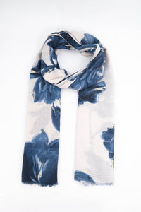 Eleanor Blue Abstract Floral Lightweight Scarf