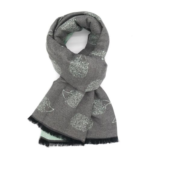 Hedgehog Scarf in grey and duck egg