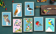 Load image into Gallery viewer, Blue Tits sustainable wooden postcard
