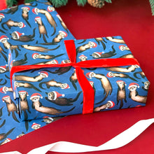 Load image into Gallery viewer, Christmas Otter wrapping paper Sheets: 500mm x 700mm flat sheets
