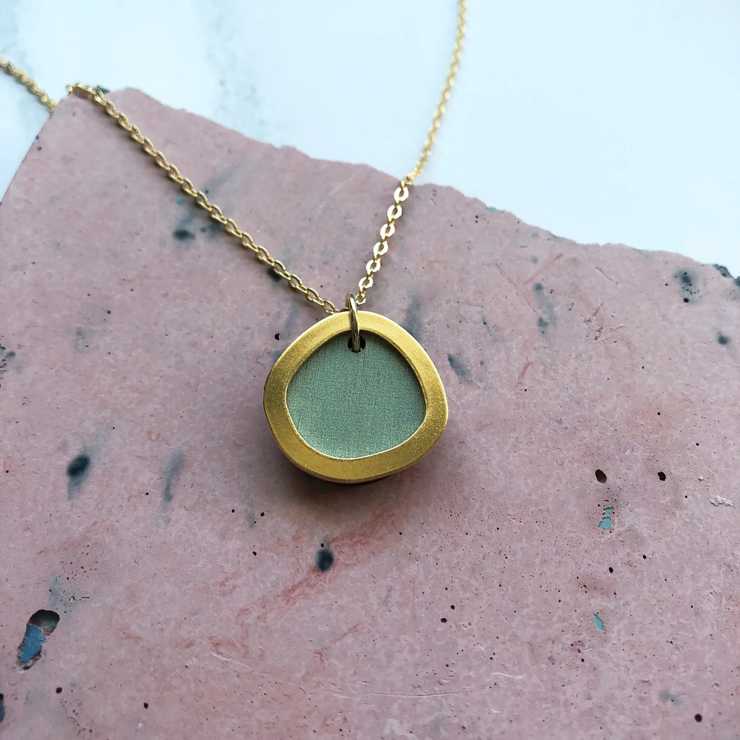 Mint/Gold Circle Pendant