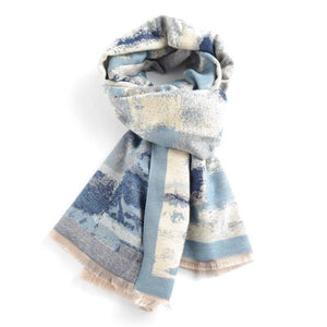 Squares scarf in denim blue