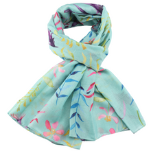 Load image into Gallery viewer, Wild Flower Lightweight Scarf Mint
