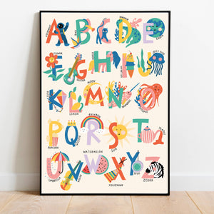 Children's Alphabet Art Print Unframed: A4