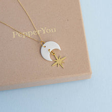 Load image into Gallery viewer, Celestial Star Gold Necklace: Pearly White
