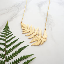 Load image into Gallery viewer, Statement Gold Fern Necklace
