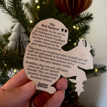 Load image into Gallery viewer, Red Squirrel illustrated wooden Christmas tree decoration
