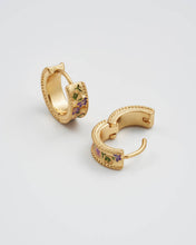 Load image into Gallery viewer, Folksy Floral Gold Huggie Earrings
