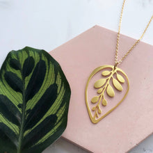 Load image into Gallery viewer, Gold Calathea Leaf Necklace
