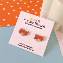 Load image into Gallery viewer, Highland Cow Studs - wooden earrings
