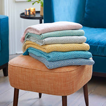 Load image into Gallery viewer, Recycled Cotton Woven Chevron Throw: Blue
