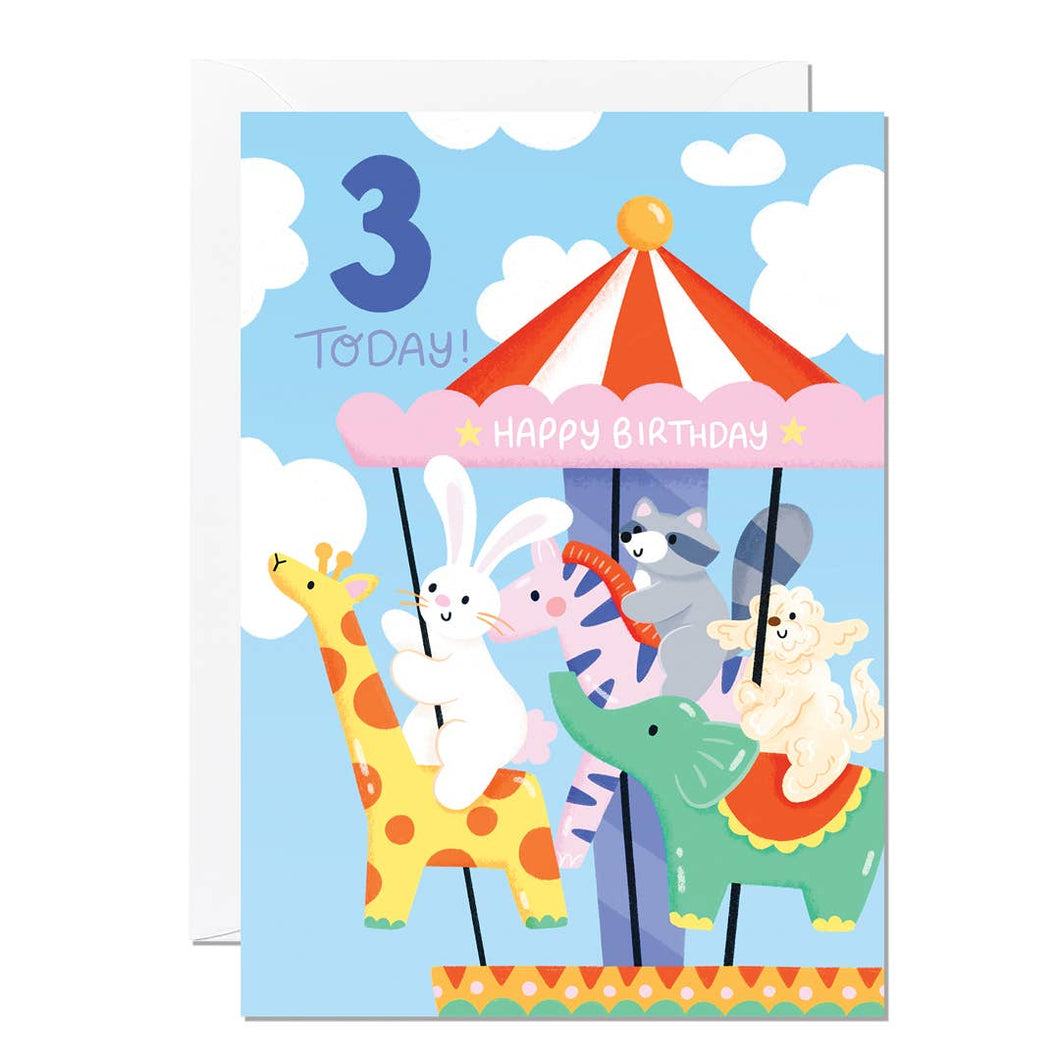 3rd Birthday Carousel Card