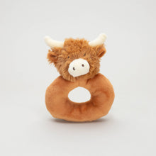 Load image into Gallery viewer, Horned Highland Brown Cow Baby Plush Rattle - 10CM
