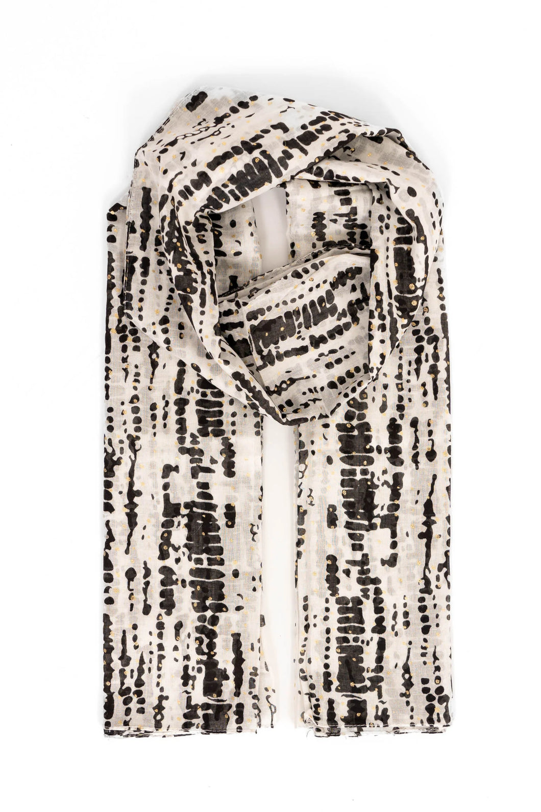 Soraya Lightweight Cotton Scarf - Black/White, Tie Dye