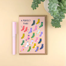 Load image into Gallery viewer, A Perfect Pair: Socks A6 Valentines/ Love occasion card
