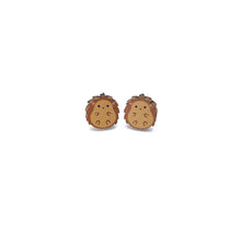 Load image into Gallery viewer, Hedgehog Studs - wooden earrings
