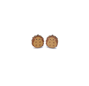 Hedgehog Studs - wooden earrings