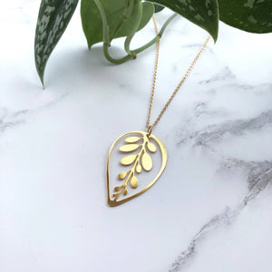 Gold Calathea Leaf Necklace