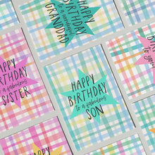 Load image into Gallery viewer, Happy Birthday to a Fabulous Son Plaid Birthday Card
