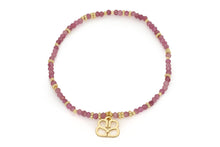 Load image into Gallery viewer, Dash Gold &amp; Pink Tourmaline Beaded Charm Bracelet
