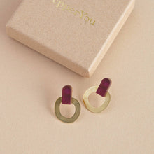 Load image into Gallery viewer, Around Brass Stud Earrings: Aubergine
