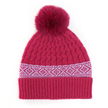 Load image into Gallery viewer, Raspberry Cable Knit and Fair Isle Hat

