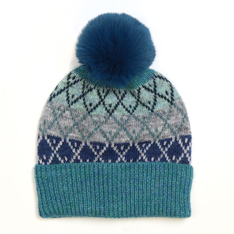 Blue Diamond Knit Hat