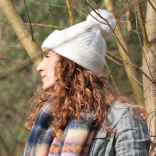 Load image into Gallery viewer, Charlotte Cream Herringbone Knit Recycled Blend Bobble Hat
