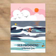 Load image into Gallery viewer, Sea swimming Vitamin Sea A4 print - coastal decor
